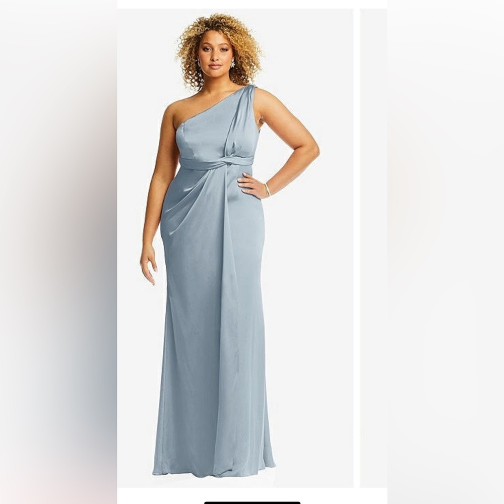 COPY - ONE-SHOULDER DRAPED TWIST EMPIRE WAIST TRUMPET GOWN Dessy Group